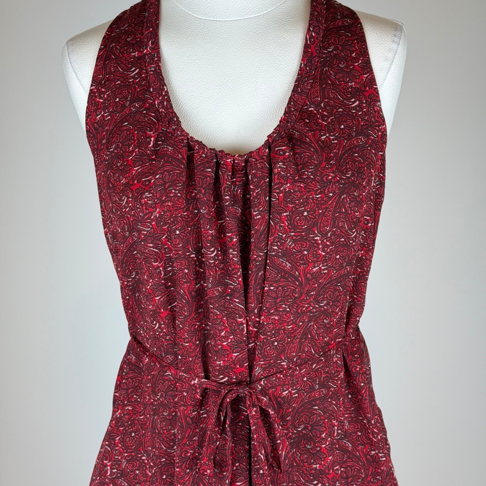 Converse One Star Maroon Paisley Tie Belt Sleeveless Mini Dress Womens XS Boho - Picture 2 of 10